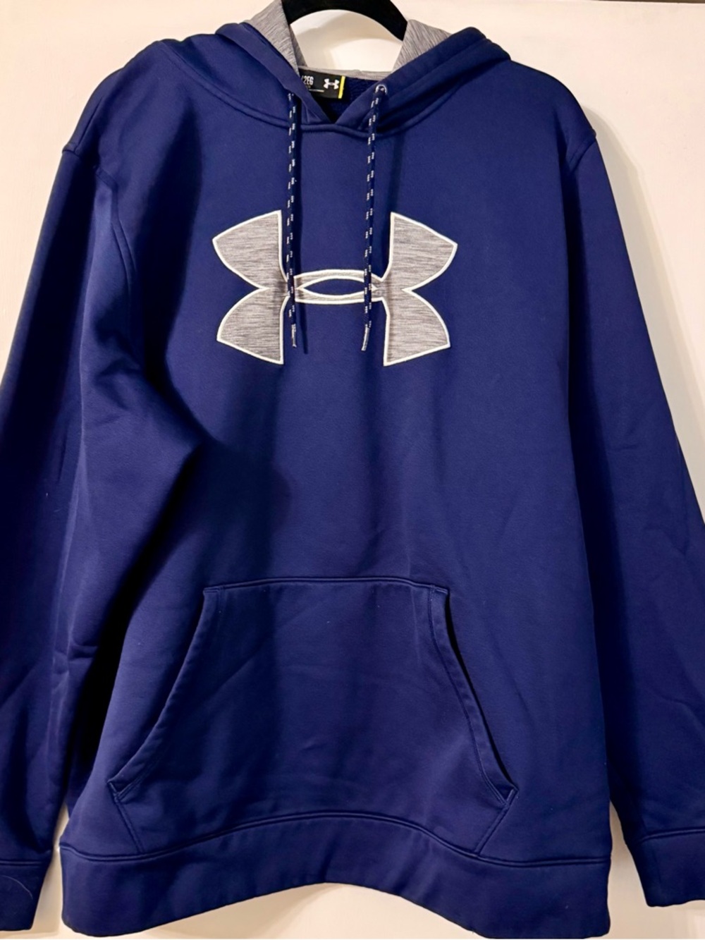 Under Armour Navy Blue Pullover Hoodie with Light Gray Logo